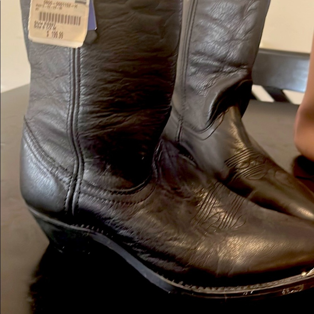 Black Leather Cowboy Boots